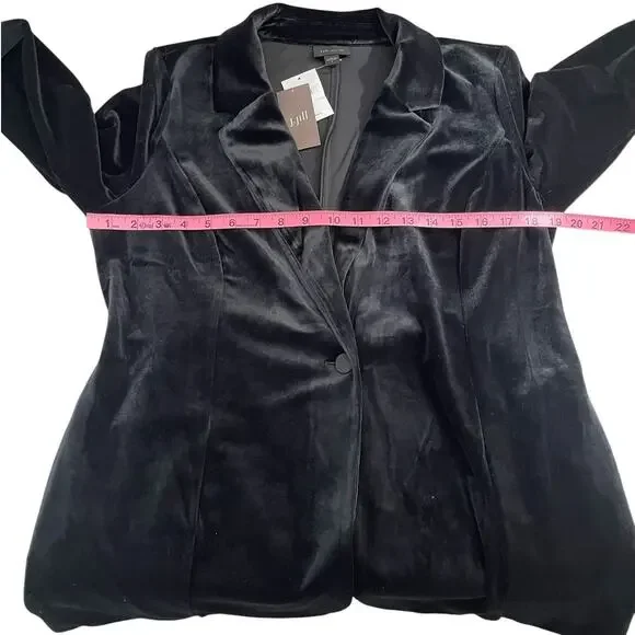 J.Jill Wearever Collection Velvet One Button Belted Blazer Black Women's Sm NEW - Picture 11 of 14